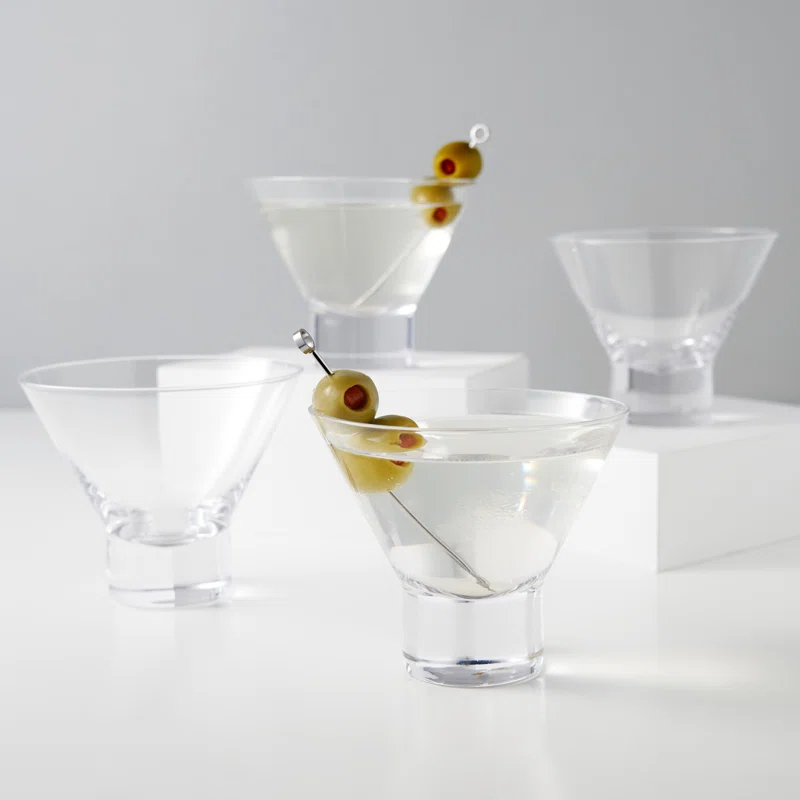 Viski Raye Heavy Base Crystal Stemless Martini Glasses