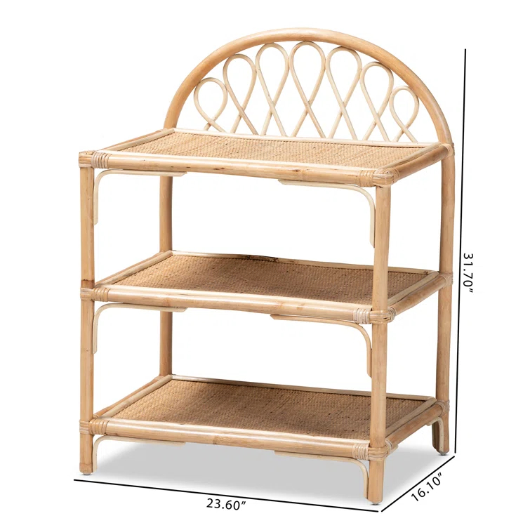 Bayou Breeze Redell Modern Bohemian Rattan 3-Tier Display Shelf