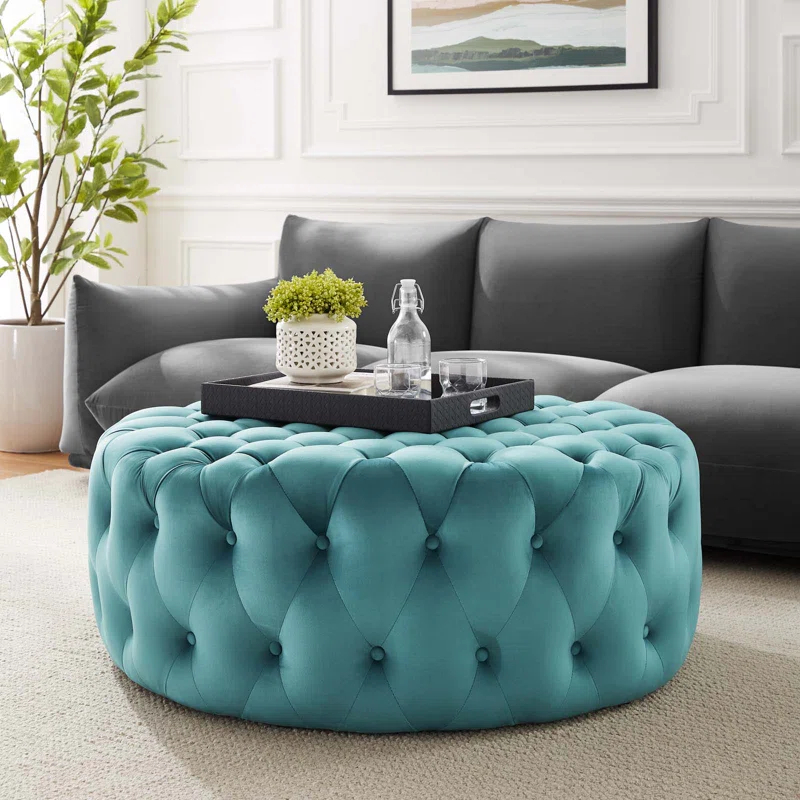 Modway Modway Amour Tufted Button Large Round Performance Velvet Ottoman