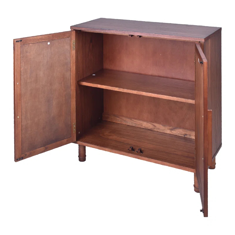 Hopper Studio Hopper Studio Delancey Solid Wood 2-Door Rattan Cabinet, Stylish Accent Piece