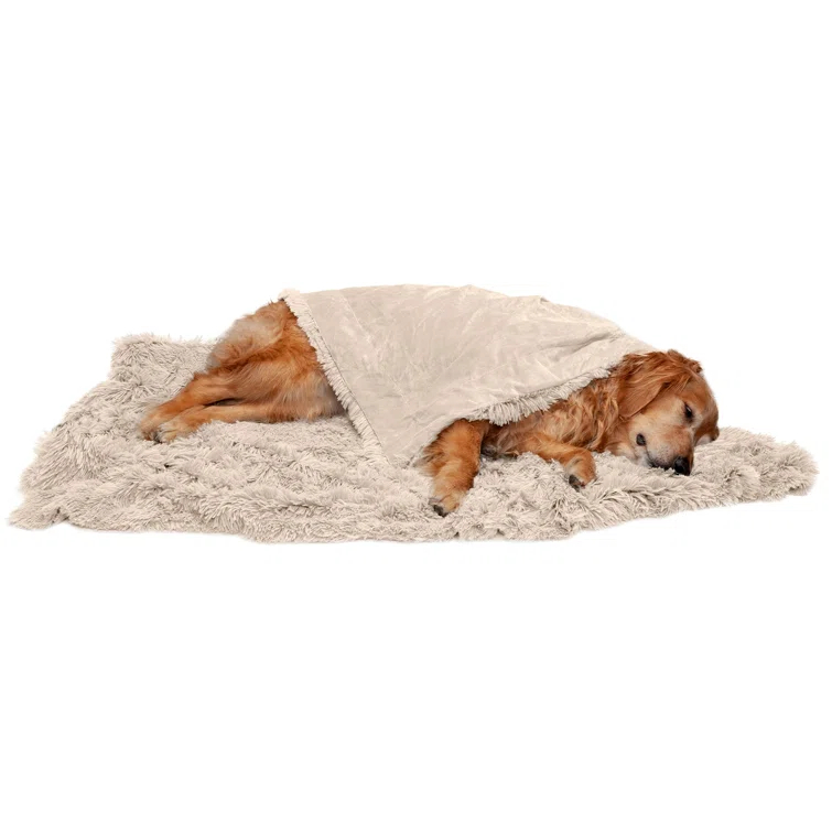 FurHaven Long Fur & Velvet Waterproof Blanket - Taupe, Extra Large