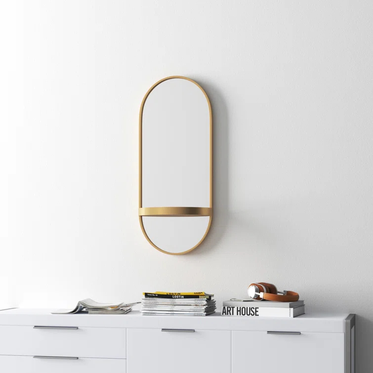 Lumi Metal Flat Mirror with Shelves