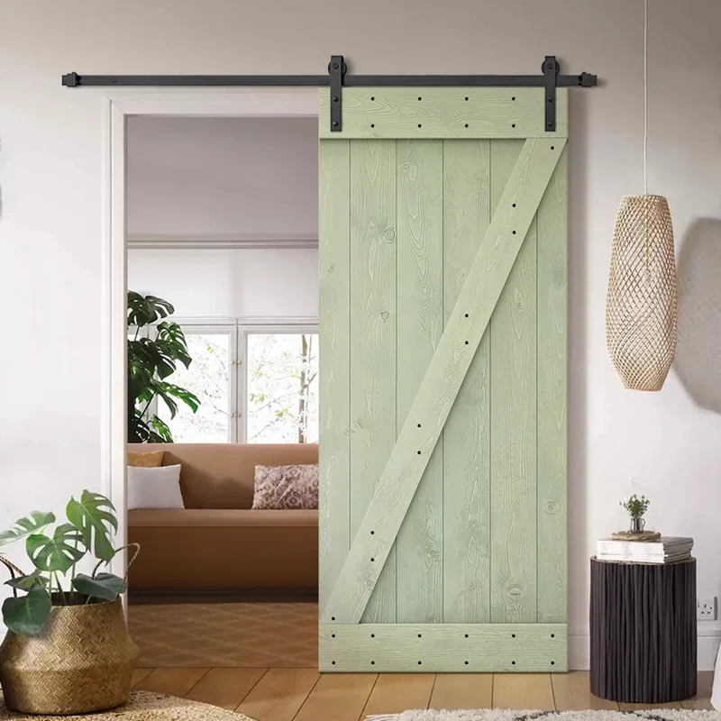 Calhome 84'' Solid Wood Paneled Painted with Installation Hardware Kit Barn Door
