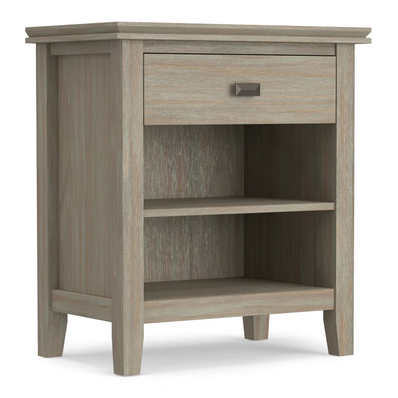 Simpli Home Artisan 24"W Solid Wood Nightstand with Drawer and Shelves