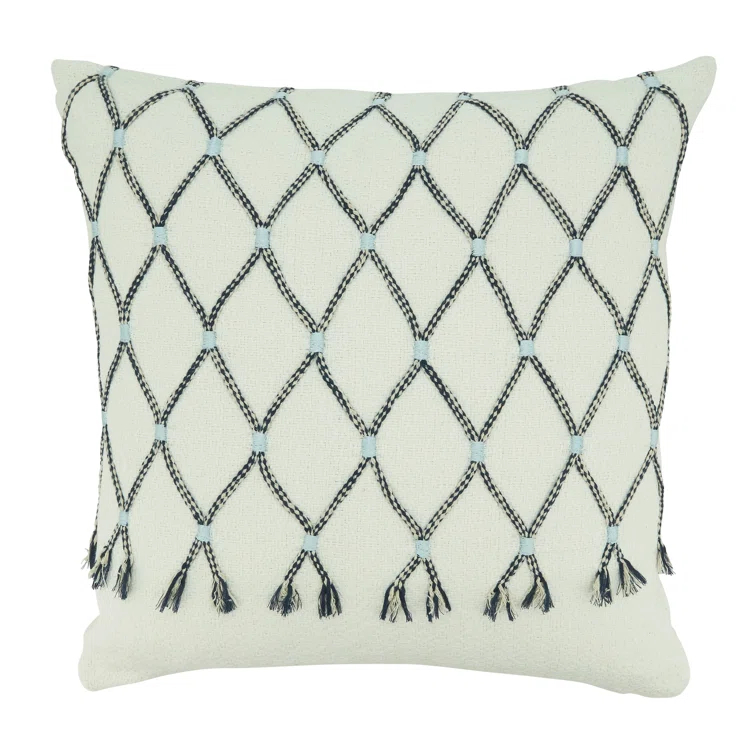 Saro Charley Collection Tassels Cotton Throw Pillow