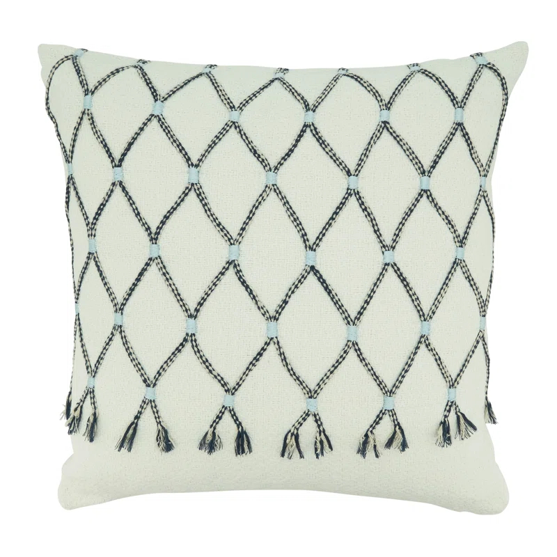 Saro Charley Collection Tassels Cotton Throw Pillow