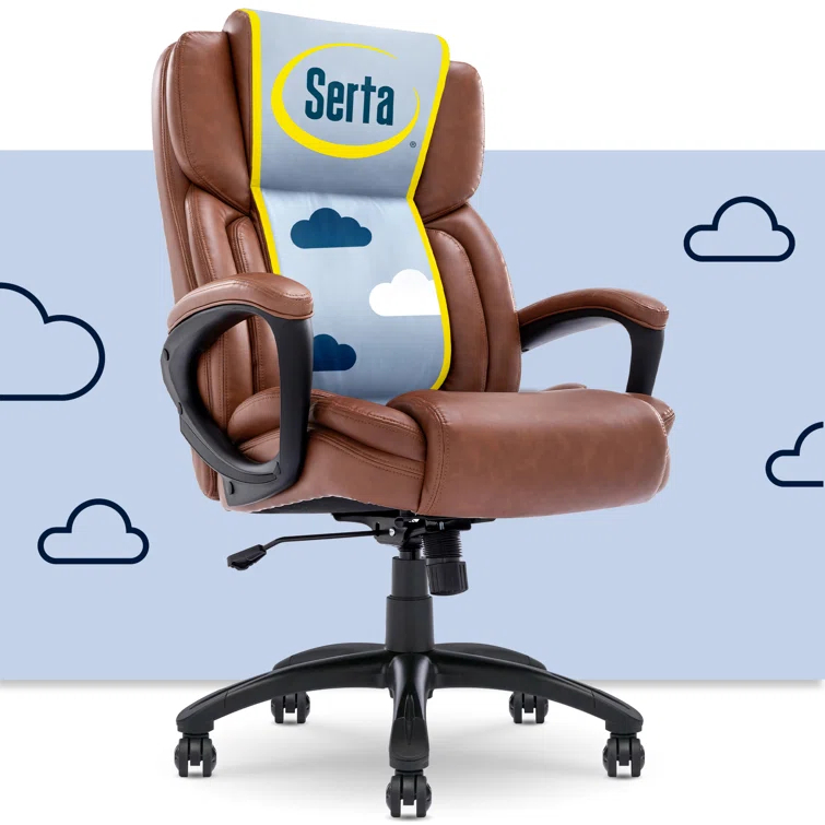 Serta Serta Garret Executive Office Chair, Ergonomic Lumbar Support, Semi-Plush Cushion, Body Pillows