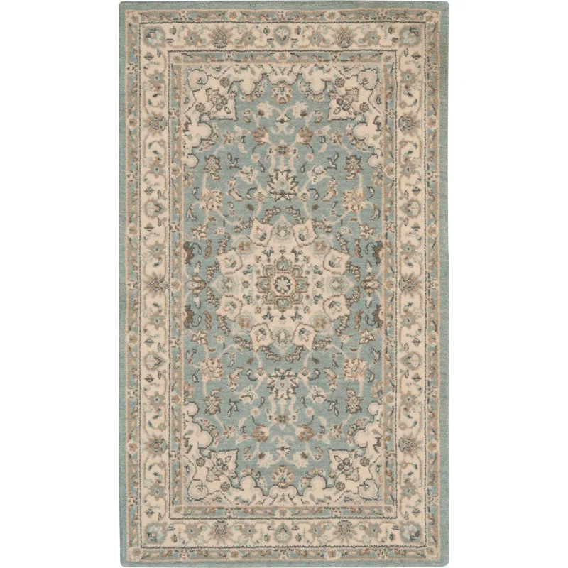 Darya Home Jessika Floral Traditional Aqua Area Rug