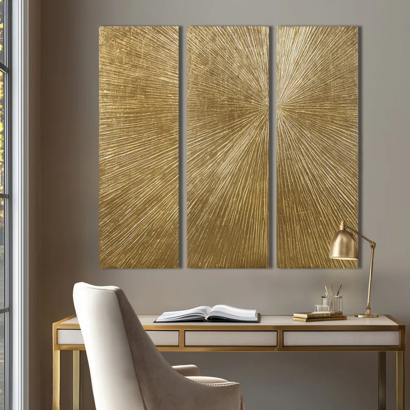 Madison Park Signature Sunburst 3-Piece Hand-Painted Resin Wall Art