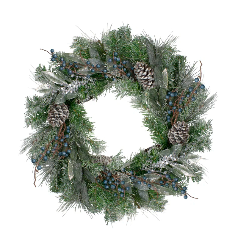 Northlight Seasonal Mixed Pine and Blueberries Artificial Christmas Wreath -24-Inch Unlit