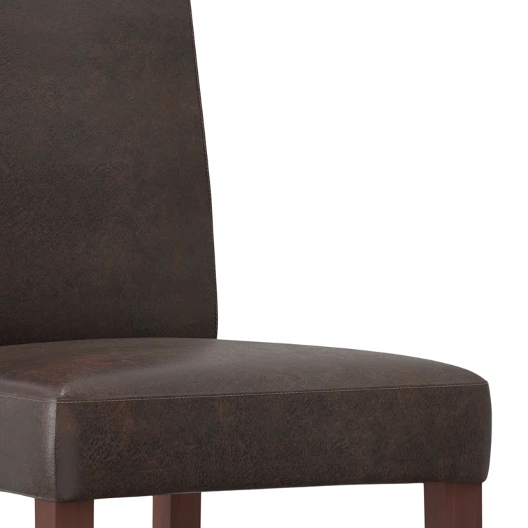 Simpli Home Acadian Andover Upholstered Parson Dining Chair with Tufted Backrest and Solid Wood Frame (Set of 2)