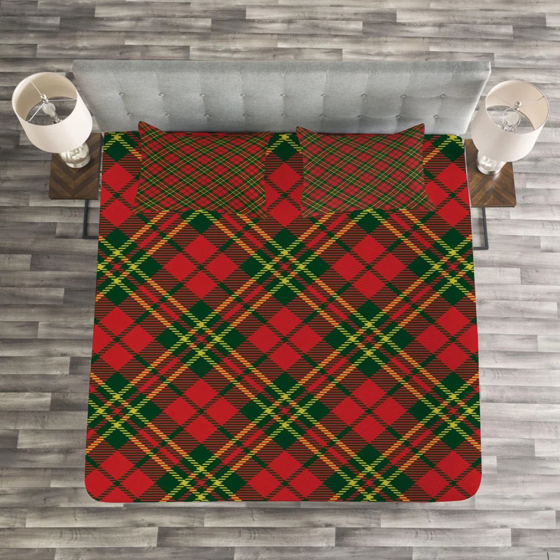Ambesonne Green/Red/Yellow Microfiber Country Coverlet / Bedspread Set | Wayfair