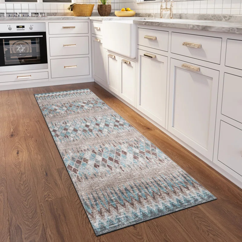 Addison Rugs Chevron Machine Woven Area Rug in Blue