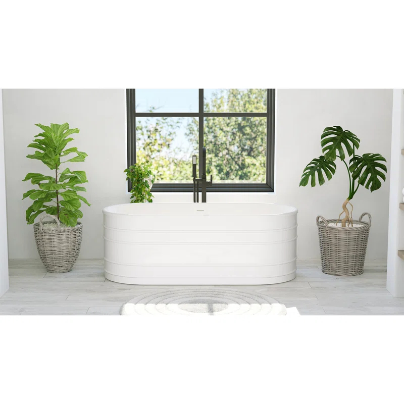 DreamLine BT9X3167C09 Infinity Z 67 in. L x 30-3/4 in. W x 22-7/8 in. H Freestanding Acrylic Bathtub