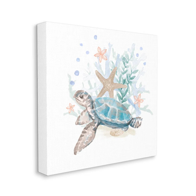 Stupell Industries " Mixed Sea Life Tortoise Swimming " by Lanie Loreth Painting Print