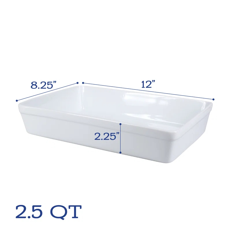 BIA Cordon Bleu BIA Cordon Bleu Rectangular Baker, 12" X 8.25", 2.5 Qt., White