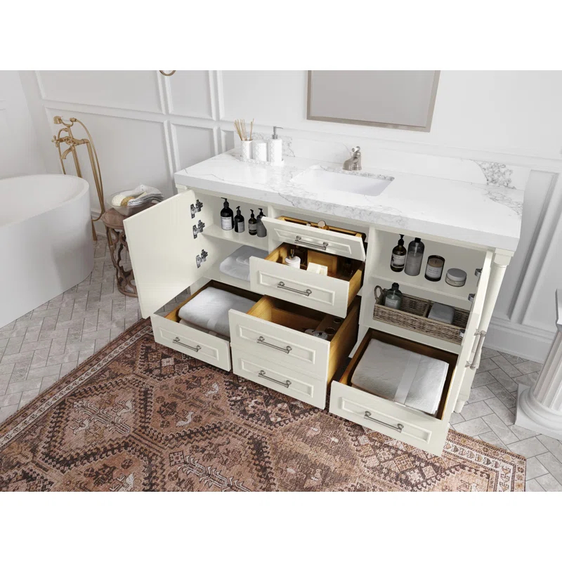 Willow Collections Aberdeen 60'' Single Bathroom Vanity with Quartz Top