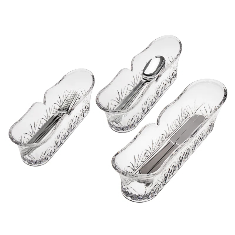 Godinger Silver Art Co Dublin Crystal 3 Piece Flatware Caddy Set (Set of 3)