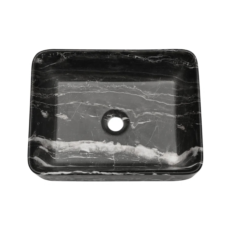 COUOKO COUOKO 19''L x 15"W Black Marble Ceramic Rectangular Vessel Bathroom Sink C-VSF1915-M