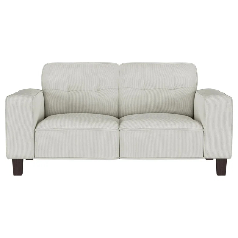 Benjara Dero Loveseat, 58 Inch, Faux Corduroy, Modern Track Arms