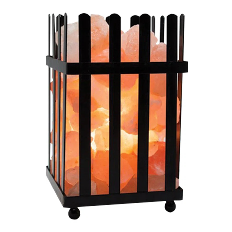 WBM LLC Himalayan Glow Picket Fence Style Metal Basket Salt Lamp- Dimmer Switch & ETL Certified Cord3