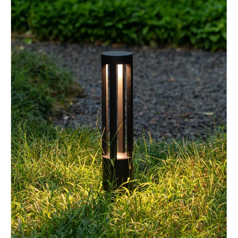 Gardenised Black Integrated LED Metal Bollard Light