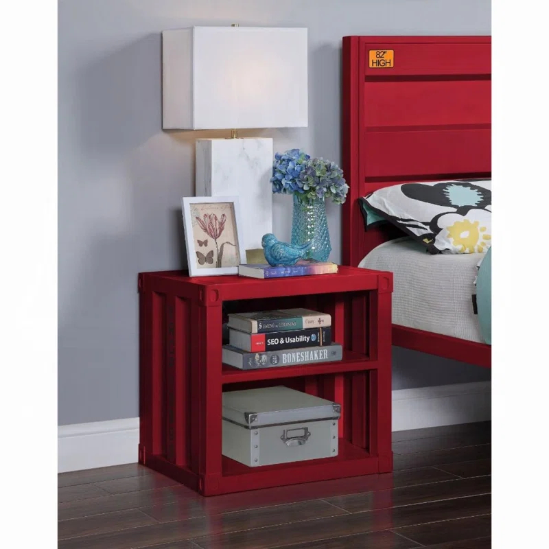 F&L Homes Studio Cargo Metal Nightstand W/USB