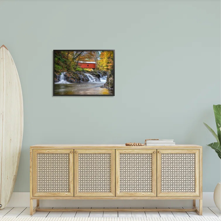 Stupell Industries " Bridge Waterfalls Flowing River Foliage " by Rick Berk