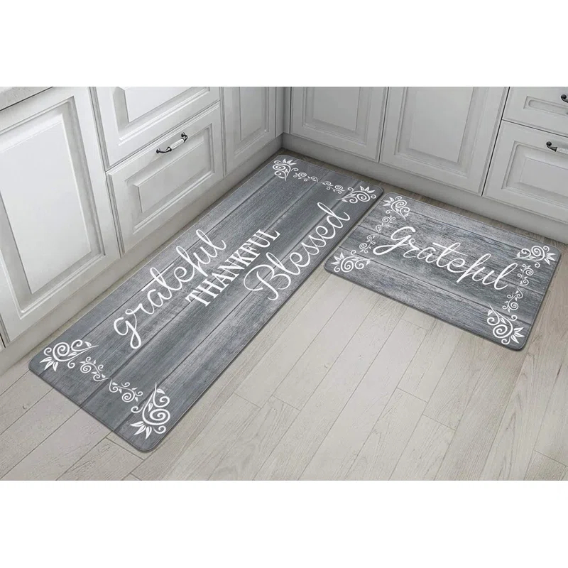 Rosalind Wheeler The Anti Fatigue Kitchen Mat Set of 2 Non Slip Cushioned Kitchen Mats for Floor Waterproof Farmhouse Kitchen Rugs and Mats Set Comfort Standing Desk Mat Carpet