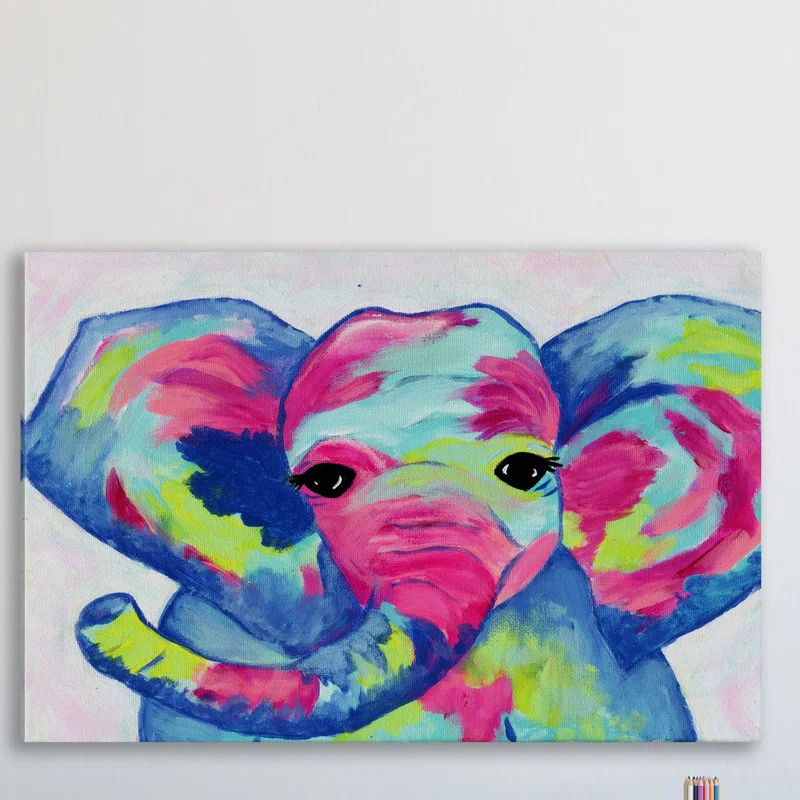 Marmont Hill 'Colorful Elephant' by Jill Lambert Print on Wrapped Canvas