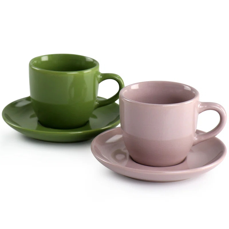 Mr. Coffee Mr. Coffee 12 Piece 3Oz Stoneware Espresso Cup And Saucer Set In Assorted Colors