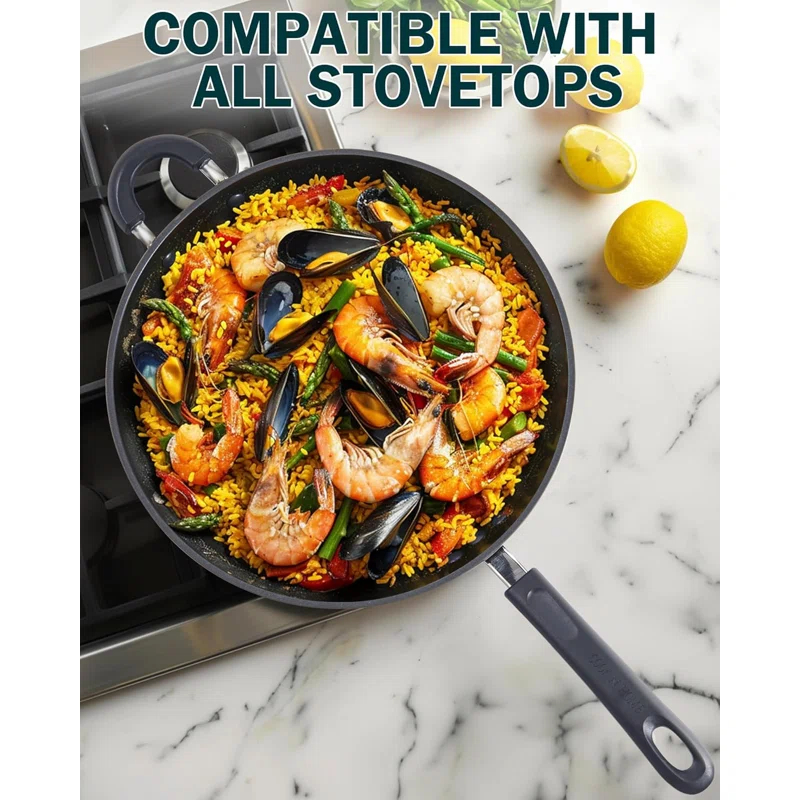 Cook N Home Cook N Home Hard Anodized 12-inch Nonstick Wok Stir-fry Pan With Lid