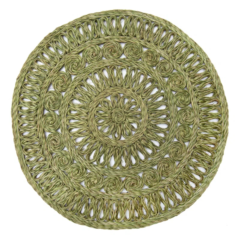 Dakota Fields Circolo Abaca Abaca Geometric Round Placemat (Set of 4)