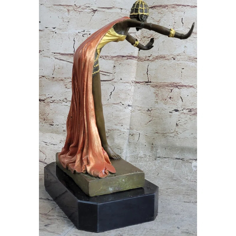 Bungalow Rose Wernick Egyptian Princess By French Artist J.R Colinet Genuine Bronze Sculpture Figurine