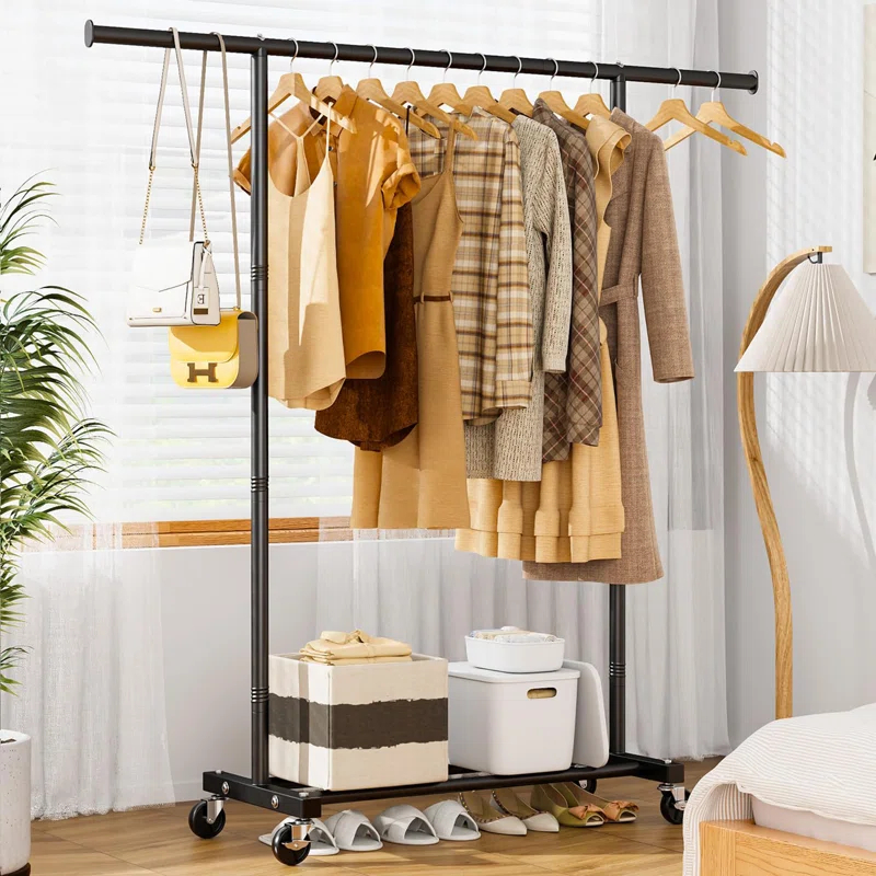 Rebrilliant Standing Rolling Clothing Rack | Wayfair