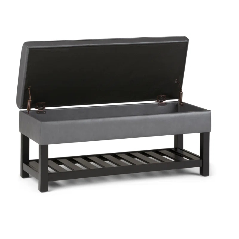 Simpli Home Cosmopolitan 44"W Transitional Tufted Storage Ottoman Bench with Lift Top