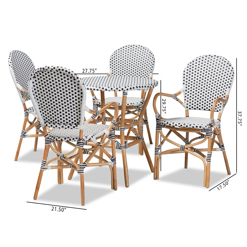 Wholesale Interiors 4 Person Plastic and Rattan Dining Set