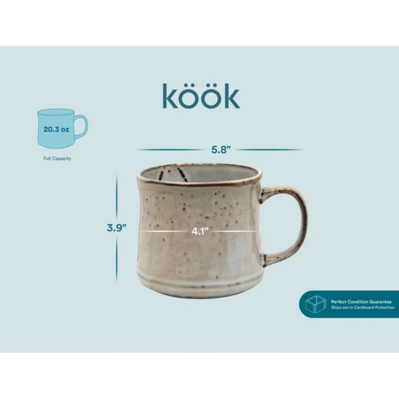 kook Kook 20 Oz. Glazed Coffee Mugs (Set of 2)
