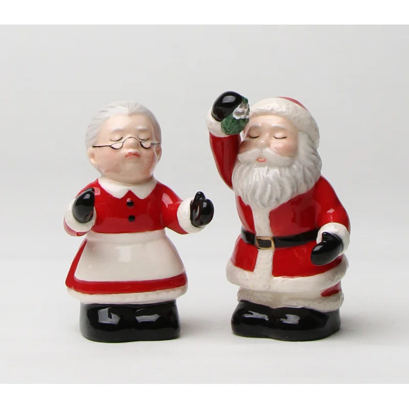Cosmos Gifts Kissing Santa Couple Salt and Pepper