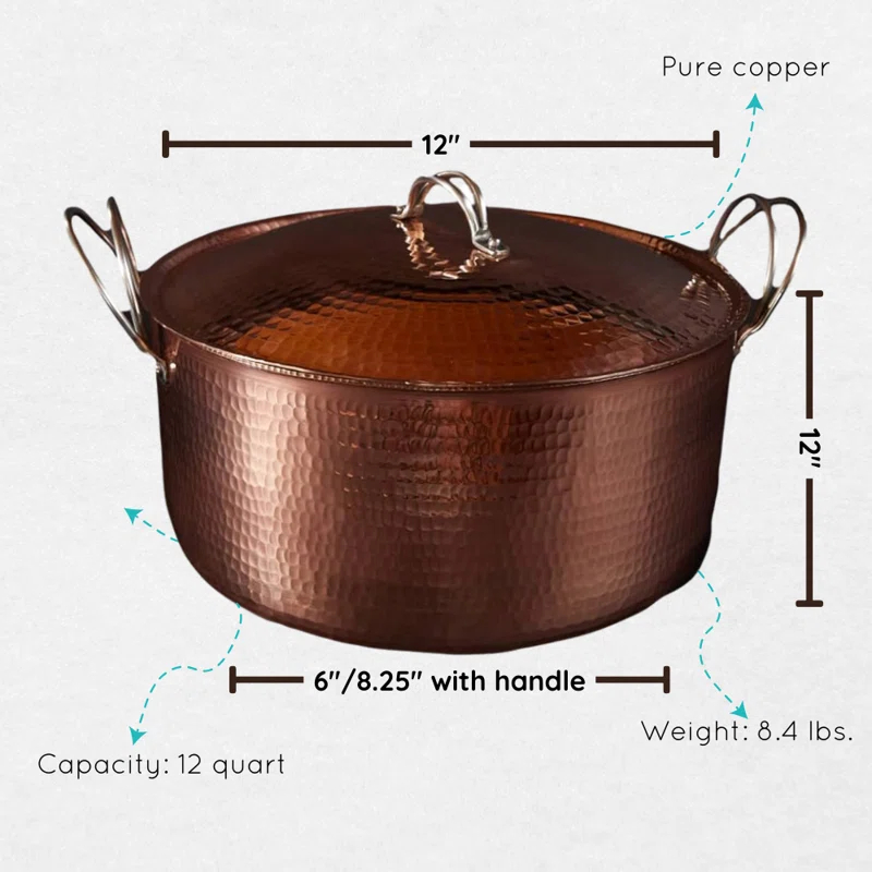 Sertodo Copper Beautiful and Big Copper Dutch Ovens, 12 quart