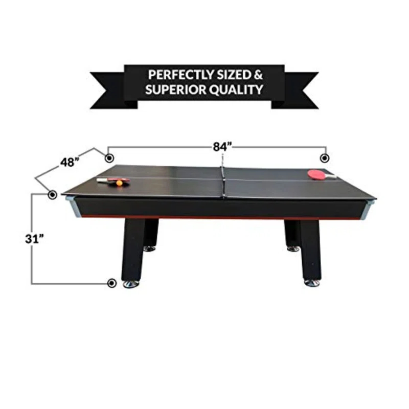 PUCK Hockey Tables PUCK Atlas 7-Foot Table Multi Game Tennis Air Hockey Table (Black)