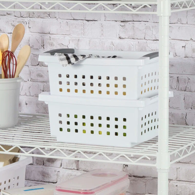 Sterilite Sterilite Small Stacking Basket, Stack Storage Bins, Organize Closets, Pantry, Bathroom or Classroom (Set of 8)