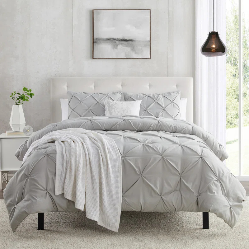 Nestl Double Brushed Pleated Duvet Cover Set