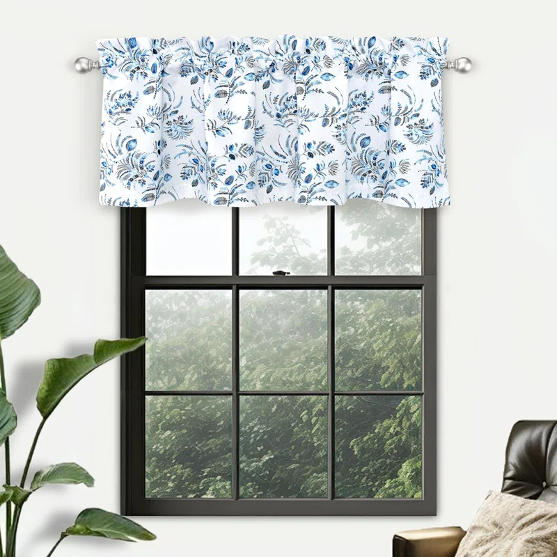 Helfer Floral Tailored 52'' W Window Valance in