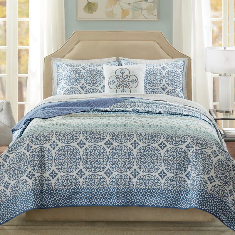Madison Park Essentials Sybil Quilt Set with Cotton Bed Sheets