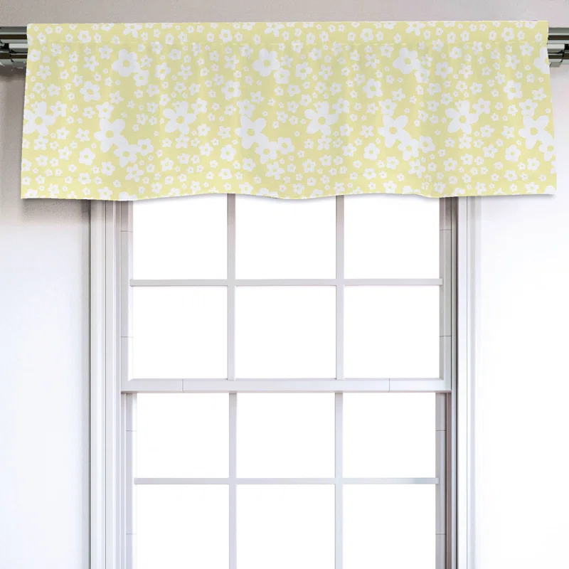 Floral Sateen Ruffled 54'' W Window Valance in