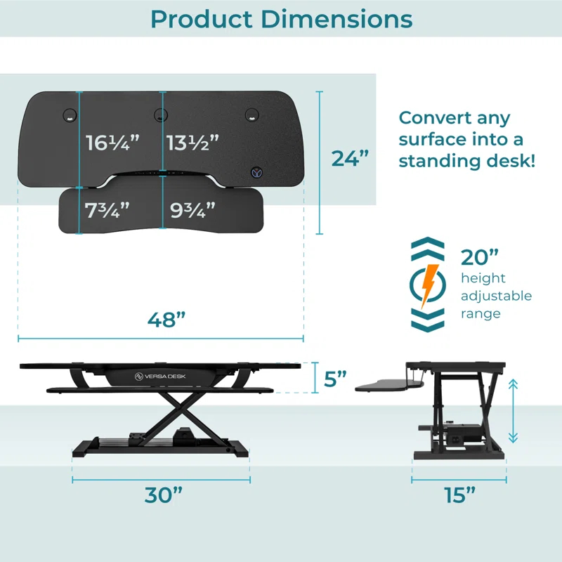 VERSADESK VersaDesk PowerPro Electric Height Adjustable Desk Converter w/ USB Charging Port