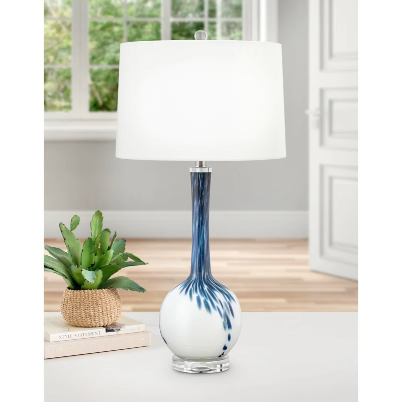 Medallion Lighting Sanremo 30 in. Blue & White Glass Table Lamp