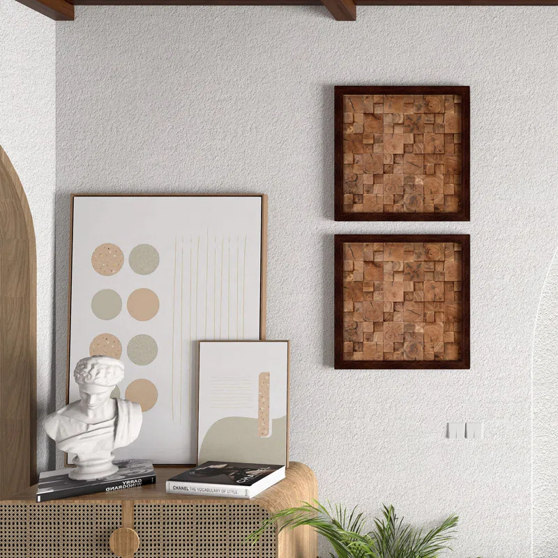 Rustic Abstract Wall Decor on Solid Wood
