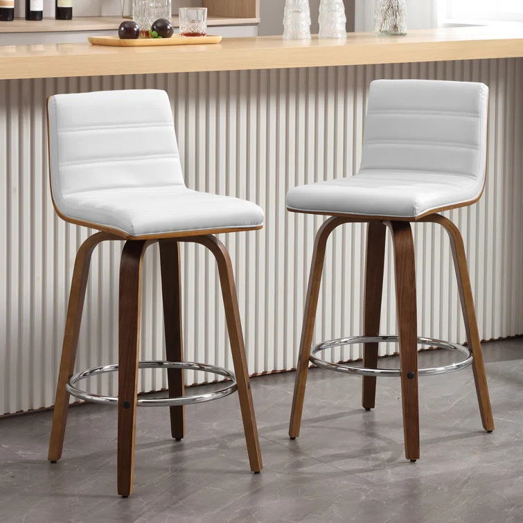Corrigan Studio® Upholstered Swivel Stool (Set of 2)